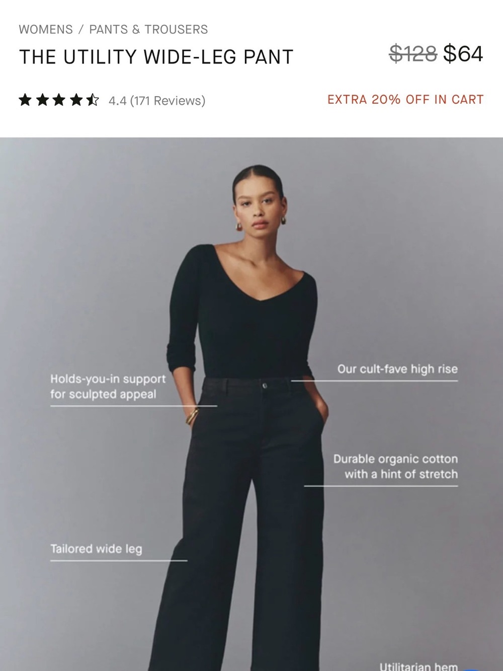 Everlane Wide-Leg Utility Pant — Black